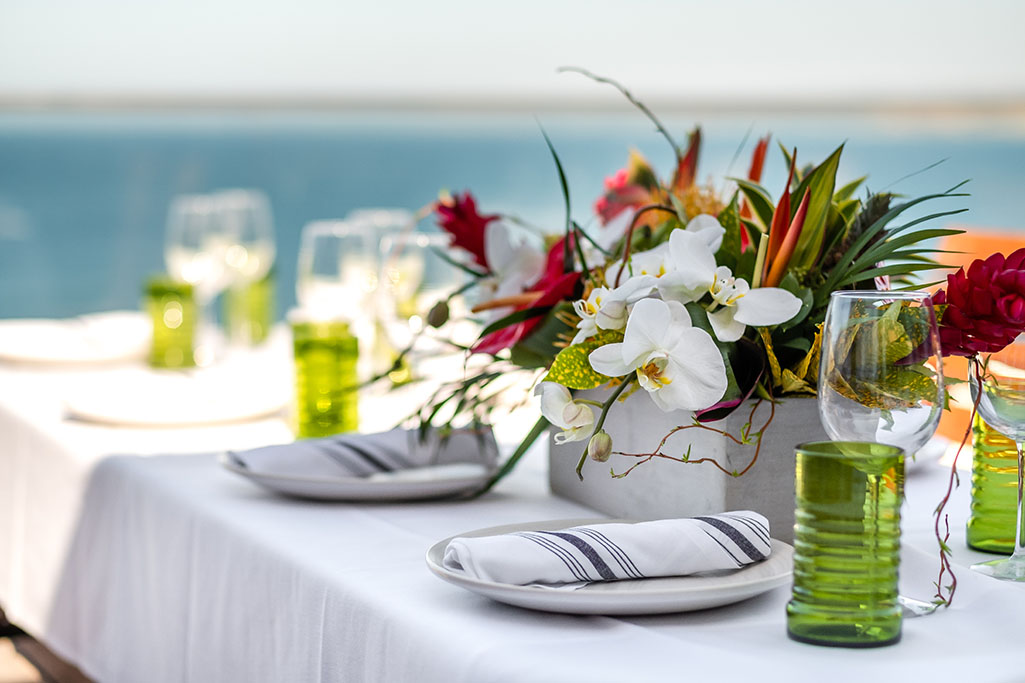 Table setting with floral arrangement